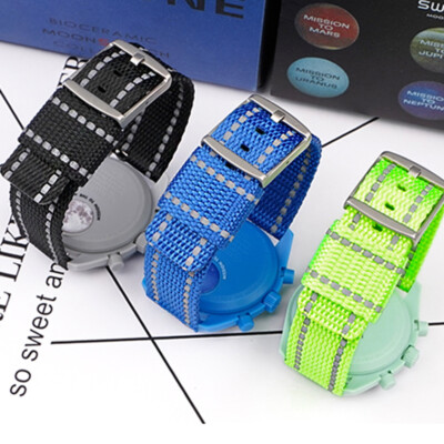 Nylon Watch Strap Fit For Omega Moon Swatch Wristband Quick Release Sport Belt