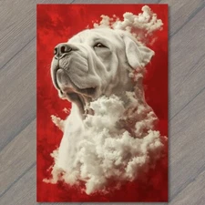 Art Print Shar-Pe Dog Surrounded By Clouds Red Sky Background Fantasy Unique