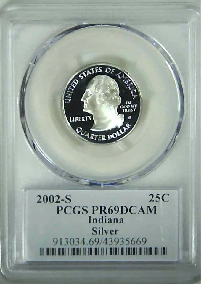 2002-S 25C State Quarter Indiana PCGS PR69 DCAM 90% Silver 23luos0104 - Image 2 of 4