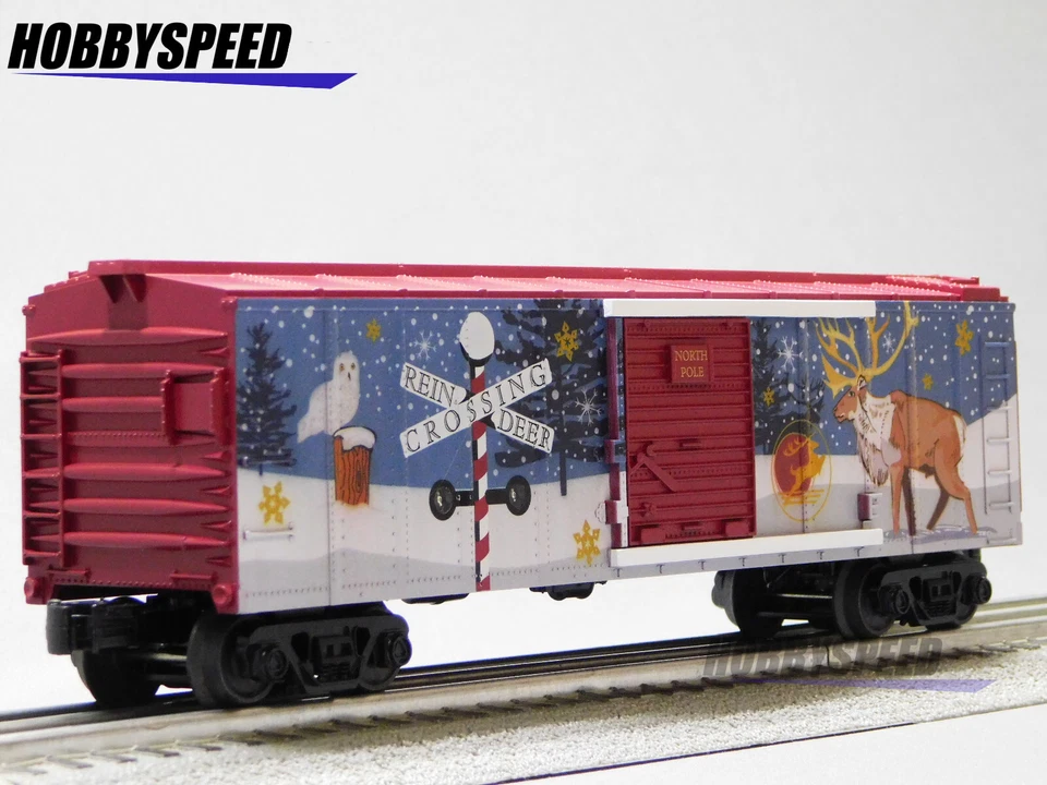 MTH 71196 RAILKING NORTH POLE BOXCAR W/BLINKING LEDs santa reindeer 30-71196 NEW - Image 2 of 4