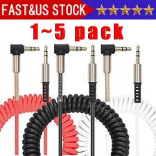 3.5mm Male to Male AUX Cable Cord L-Shaped Right Angle Car Audio Headphone Jack