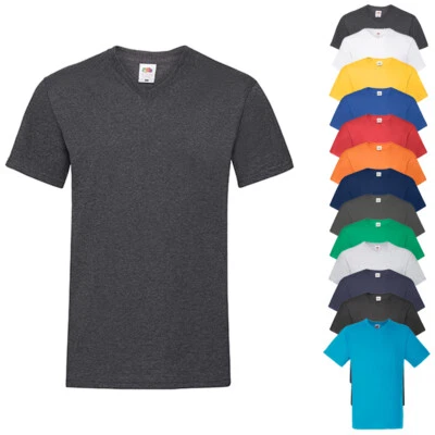 T-SHIRT MIT V-AUSSCHNITT -S M L XL XXL 3XL 4XL 5XL- NEU Fruit of the Loom F270 - Bild 1 von 3