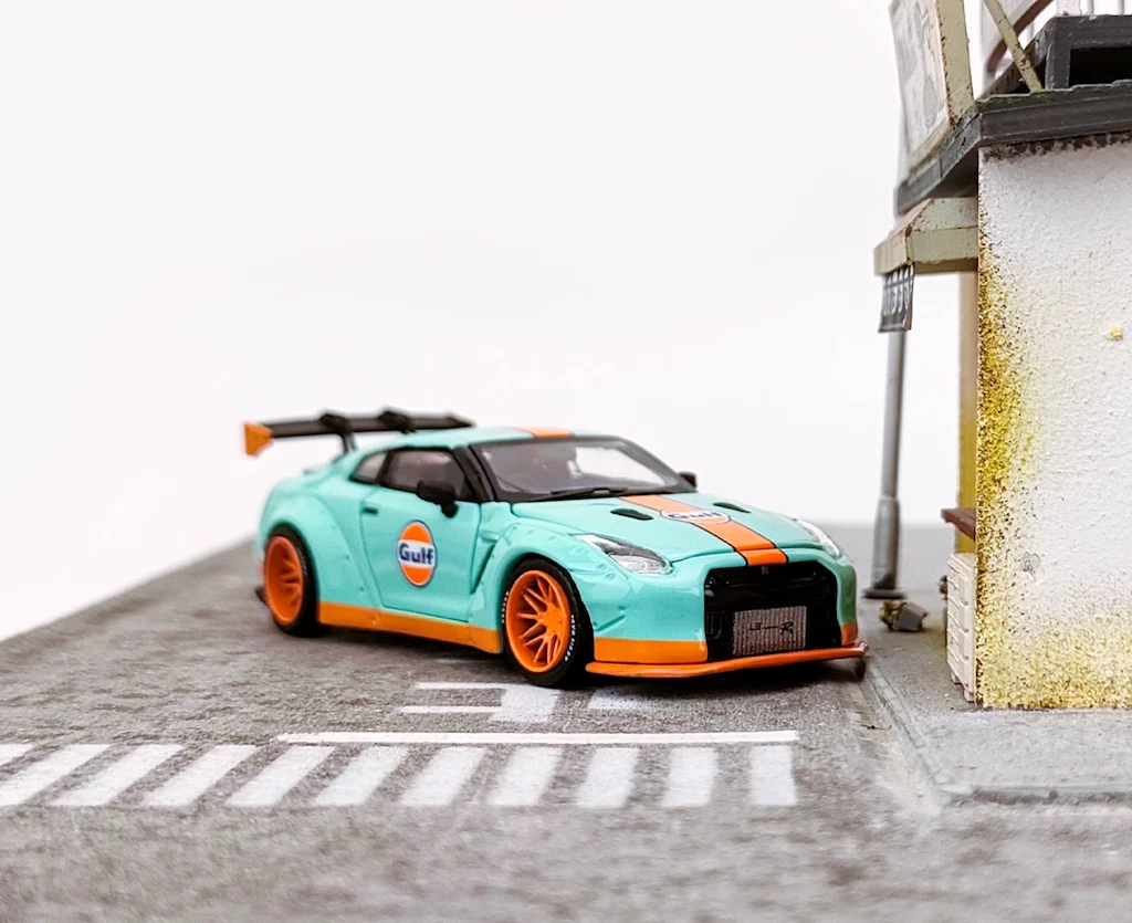 OT 1:64 JDM Gulf Blue GTR R35 LBWK Widebody Sports Model