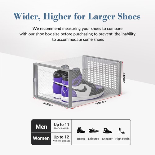 24x Shoe Box Stackable Shoe Storage Organizer Sneaker Container Display Case XL - Picture 3 of 16