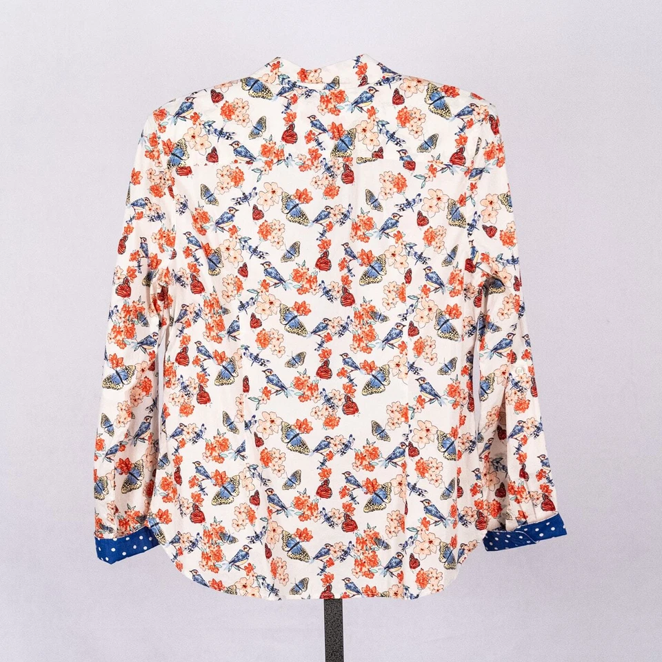 Top para mujer Talbots talla 14 mariposa floral pájaro cabaña hada dragón mosca modesto Foto 4 de 4