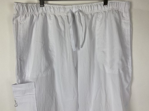 WonderWink Scrub Pants Size 3XP White 5214 Sporty Cargo Medical Hemmed 3X Petite - Picture 2 of 9