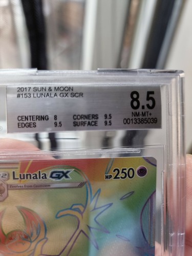 Pokemon Lunala Gx Becketts 8.5 NM-MT 153/149 Sun And Moon Rainbow Secret Rare... - Picture 3 of 7