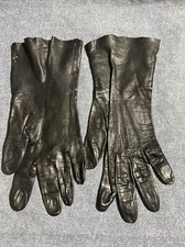 Vintag Estate Women's Black Leather By Superb Gloves Size 6 1/2 G21