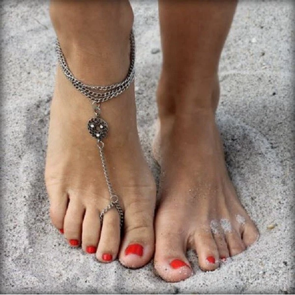 Silver barefoot sandals sale