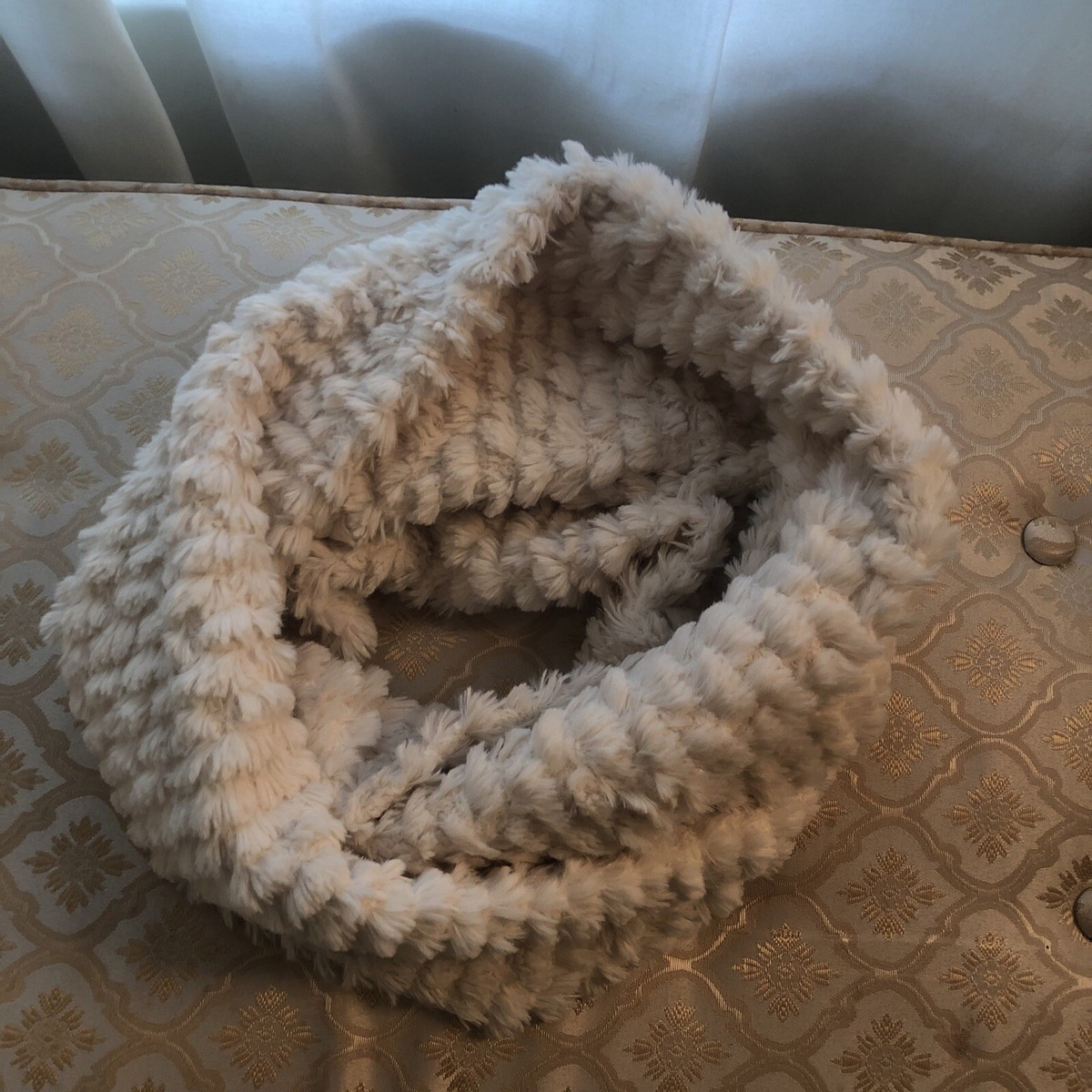 Saks Fifth Avenue Faux Fur Cream Wrap Scarf