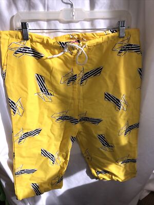 NWOT Area Code 212 Vintage 80s/90s Retro Long Shorts Yellow Size Medium