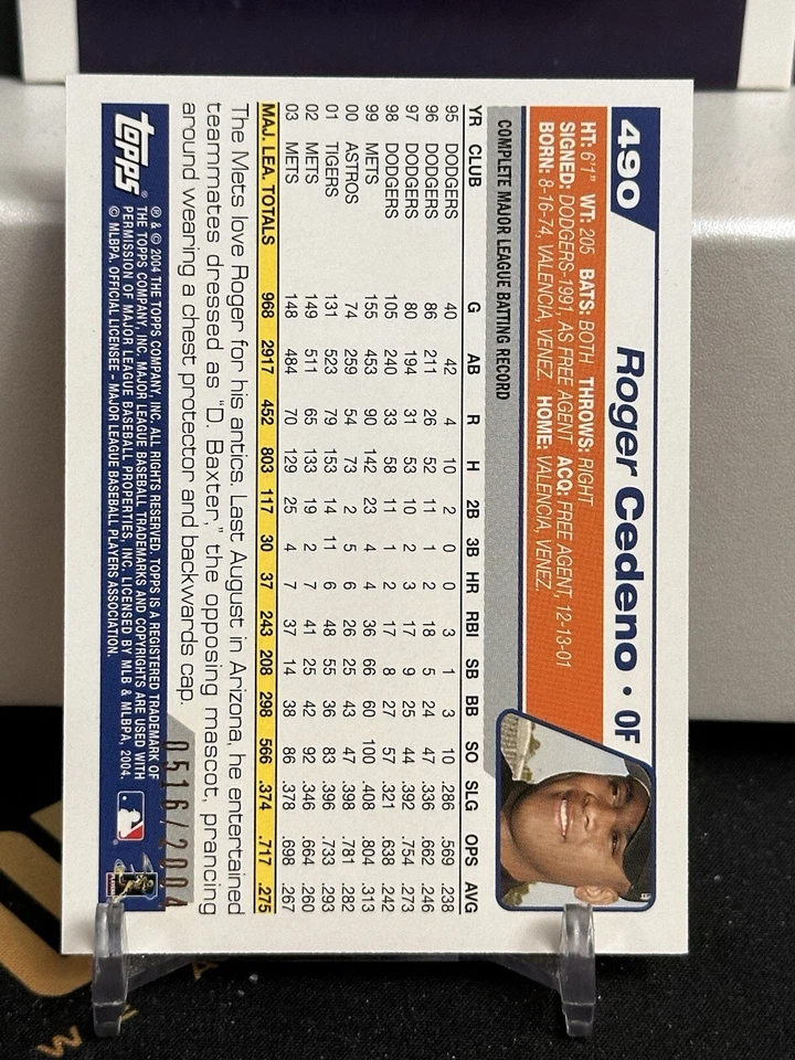2004 Baseball Topps Roger Cedeno New York Mets #490 Gold /2004 SP - Image 2 of 2