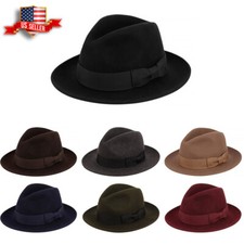 Premium Milano Wool Felt Short Brim Fedora Hat Grosgrain Band Crushable Outback