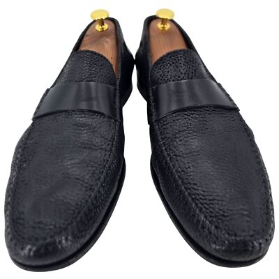 Santoni Italy Soft Black Deerskin Mens size 10.5 Paine Strap  display picture 1
