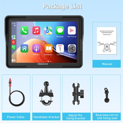 5" Motorcycle GPS Navigator Motorbike Carplay Navigation Waterproof Touch Screen - Picture 15 of 15