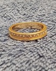 NEW 14K GOLD TONE 4MM WIDE BAND 1.5MM BRILLIANT CUTS DESIGN ESTATE SIZE 7 RING — photo 1