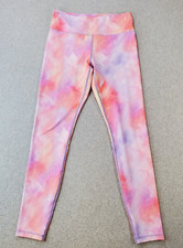ZYIA Yoga Pants Active Peach Purple Watercolor Ankle Leggings Women's 8-10