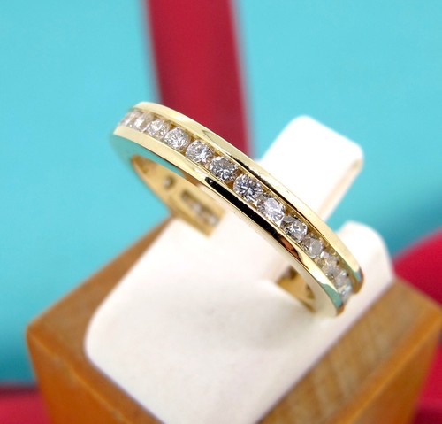 .98 ctw Real Diamonds Round Cut 14k Yellow Gold Full Eternity Band Size 5.5 - Picture 2 of 4