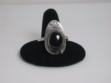 Sterling Silver Ring with Black Onyx, Artisan Handmade Metalwork Jewelry