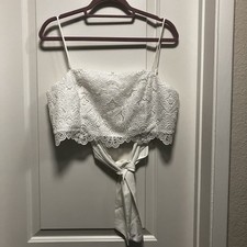 Abercrombie Fitch White Lace Tie-Back Crop Top - NWT - Size Large