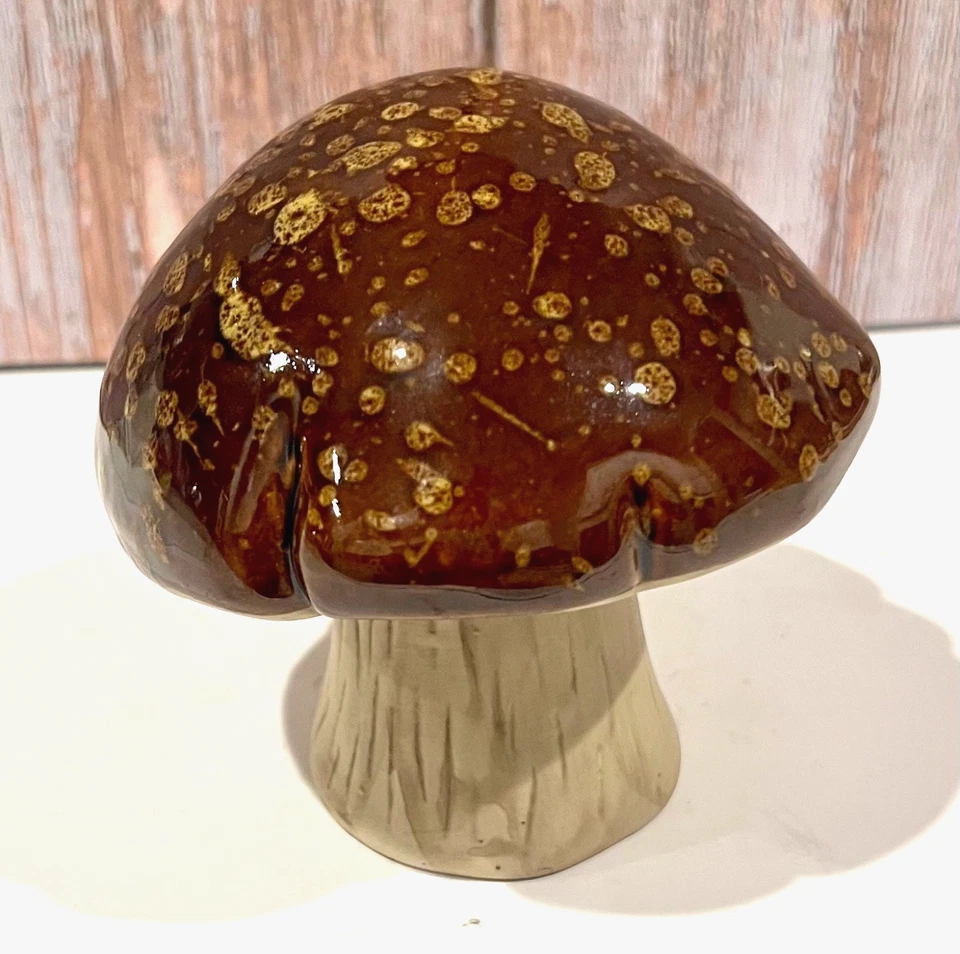 Коричневый верхний керамический терракотовая капельная глазурь грибы 4 дюйма фигурка декор - Изображение 2 из 4