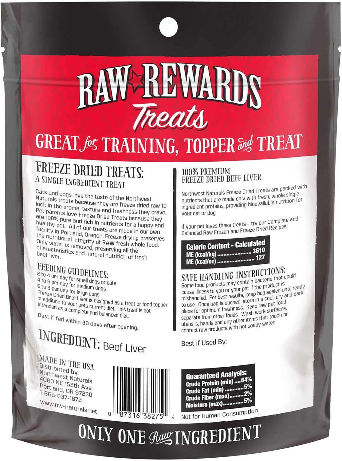 Northwest Naturals Raw Rewards Freeze-Dried Beef Liver Treats for Dogs and Cats 