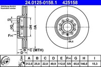 2X ATE Bremsscheibe 24.0125-0158.1 FüR VW