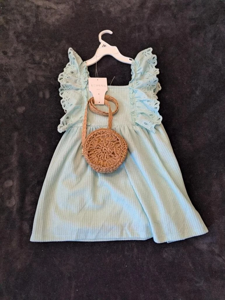 Btween Girls Turquoise Dress with Purse. Size 6. New with Tags