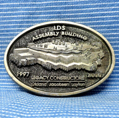 Legacy Constructors Belt Buckle 1997 2000 LDS Assembly Bldg Vintage USA  .GTA335