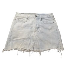 Light Wash Denim Retro Y2K Coastal Cowgirl Western Indie Boho Mini Skirt 4 S