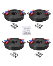 ZOSI 4 Pack 60Feet 18m All-in-One CCTV Video Power Cables, BNC Extension Secu...