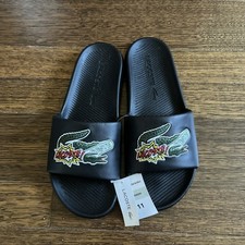 Lacoste Men's Croco Logo Synthetic Slides/Sandal Black Size 11