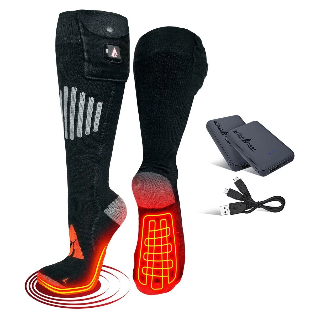 ActionHeat 5V Wool Battery Heated Socks L/XL