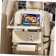 Backseat Car Organizer with Tray 1 Pack,Car Backseat Organizer with Beige