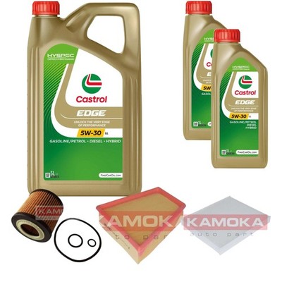 KAMOKA Inspektionspaket Castrol EDGE Titanium FST 5W-30 7L für Skoda Fabia II