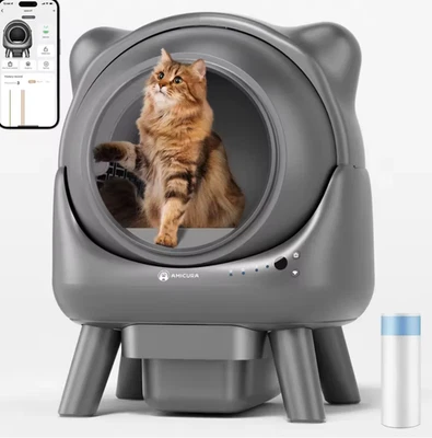 Automatische Katzentoilette Katzenklo Selbstreinigung 60L App Amicura Cura X1