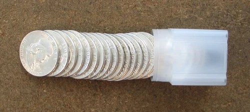 ORIGINAL ROLL 1955  FRANKLIN SILVER  HALVES.. CH/GEM BU