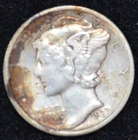 1937-S VERY FINE-EXTREMELY FINE Mercury Dime, 90% SILVER! Dark Golden Toning!