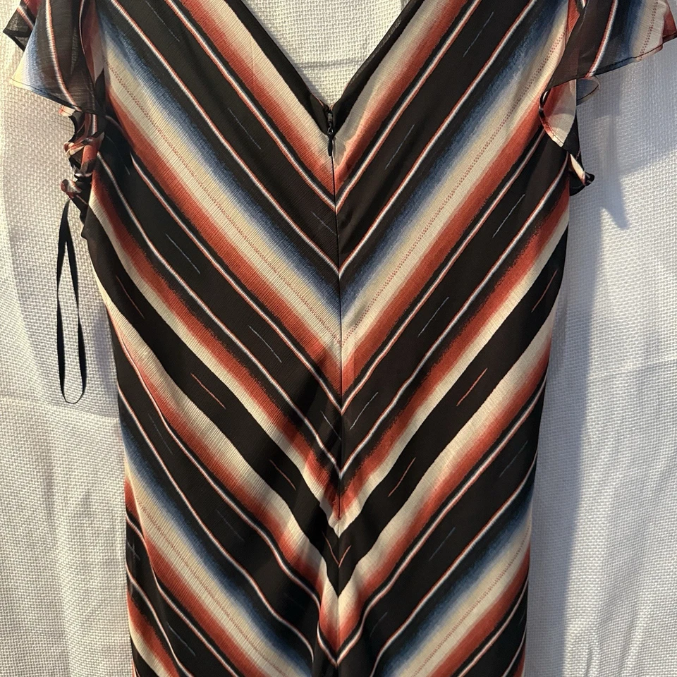 Nuevo con etiquetas Maxi Vestido Lauren Ralph Lauren Envolvente 14 Multicolor Rayas Manga Acampanada Foto 2 de 4