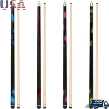 Handmade Leather Pool Cue 3D Printed Canadian Maple 58 Inch Weight 18oz 21oz New