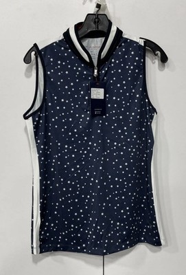 NEW $140 LOHLA SPORT LOS ANGELES M/L Sleeveless Tara Star Print 1/4 Zip Top Golf