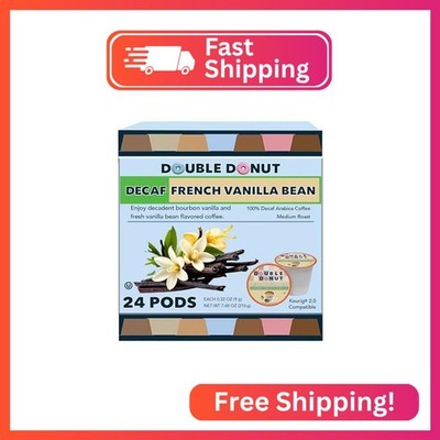 Double Donut Coffee Double Donut Decaf French Vanilla Coffee Pods, Medium Roast