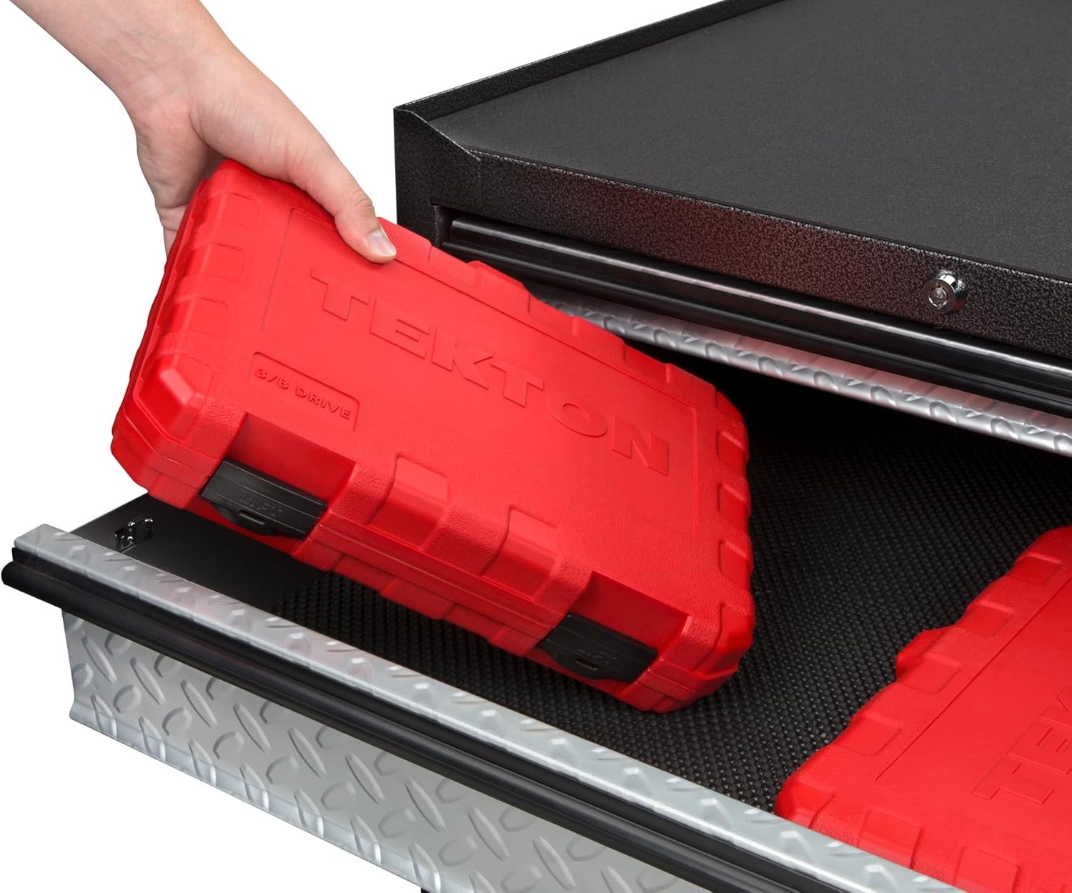 TEKTON 3/8 Inch Drive 12-Point Socket and Ratchet Set with Case, 46-Piece (5/16-