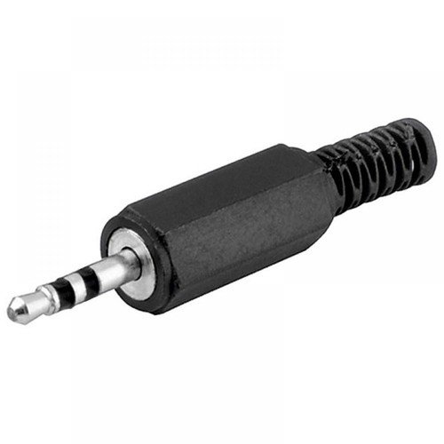 Klinkenstecker, 2,5mm, Stereo / 3 polig, Knickschutz, Lötmontage