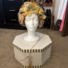 Vintage 1960s Christian Dior Chapeaux- Paris New York - Floral  Green Tulle Hat