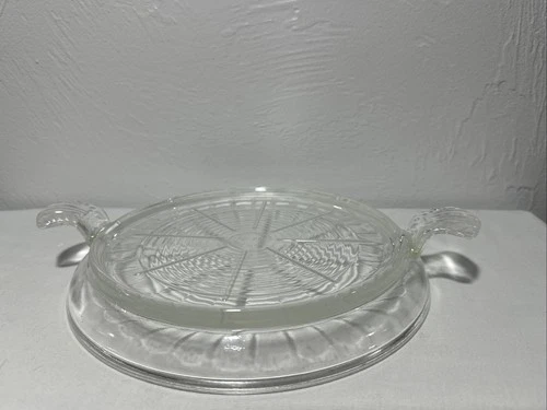 Anchor Hocking Fire King Round Glass Trivet Hot Plate With Handles Vintage