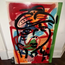 Peter Keil Large Abstract Graffiti Painting COA Modern Art