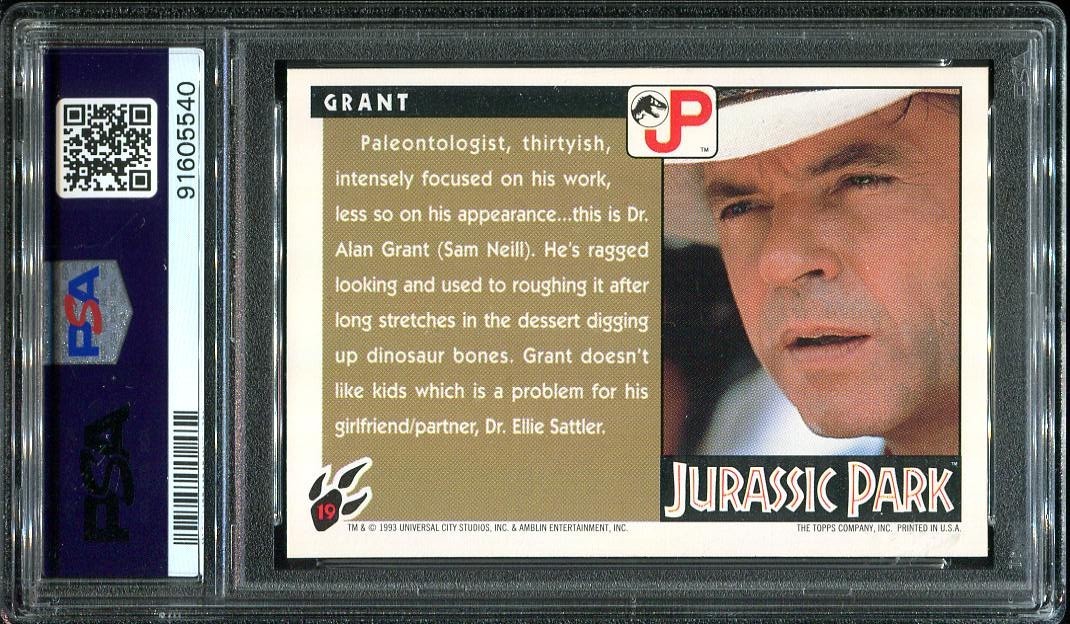 1993 Jurassic Park Dr. Alan Grant PSA 10 #19 Sam Neill CK | eBay