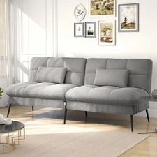 Cloud Comfort Futon Sofa Bed, Convertible Design, Gray, NEW
