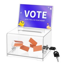Donation Box with Lock Clear Ballot Box with Sign Holder Suggestion Box